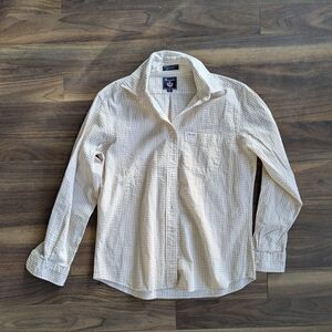 Faconnable Beige Checkered Button Down Shirt